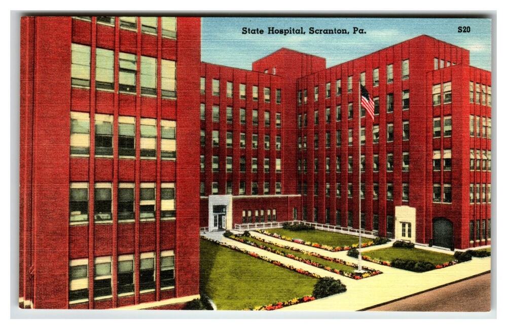 State Hospital Scranton PA Linen Postcard Mebane Greeting Card Co.